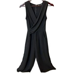 Black Tape Jumpsuit Flowy Jumpsuit, Faux Wrap Front Size Small